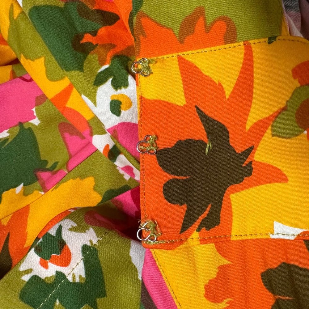 TRASHY DIVA Sz 6 Kelly Cutaway Coat Dress Mod 1960s Dayglow Floral Print 60s M - Picture 13 of 16